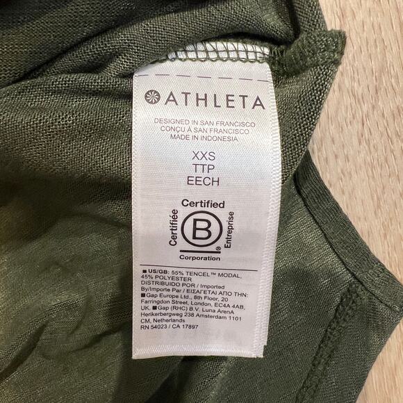 ATHLETA Women's Breezy Scoop V Tee Size XXS In Olive - Picture 10 of 11